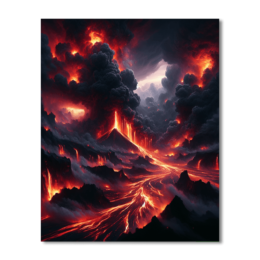 Dramatic Volcano Eruption Number Painting