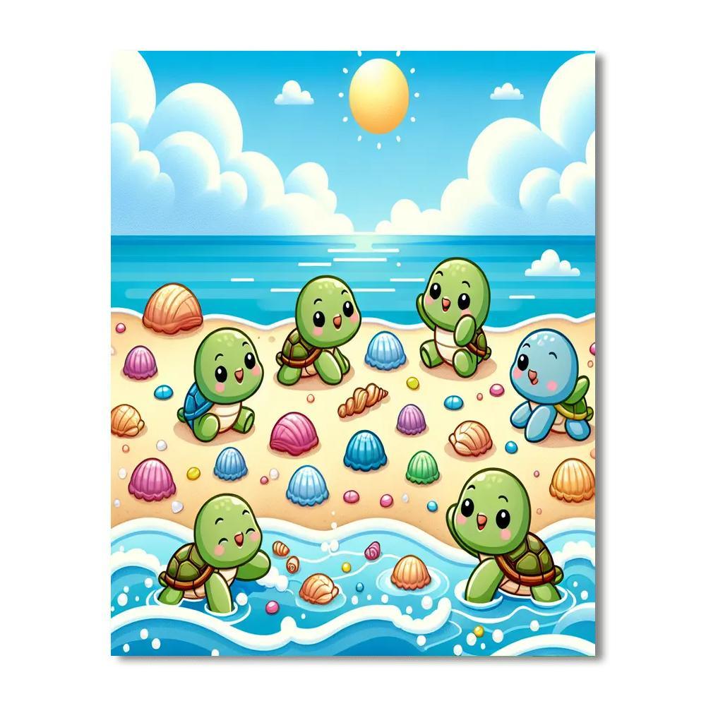 Tiny Turtles Beach Bash Painting Number Kit