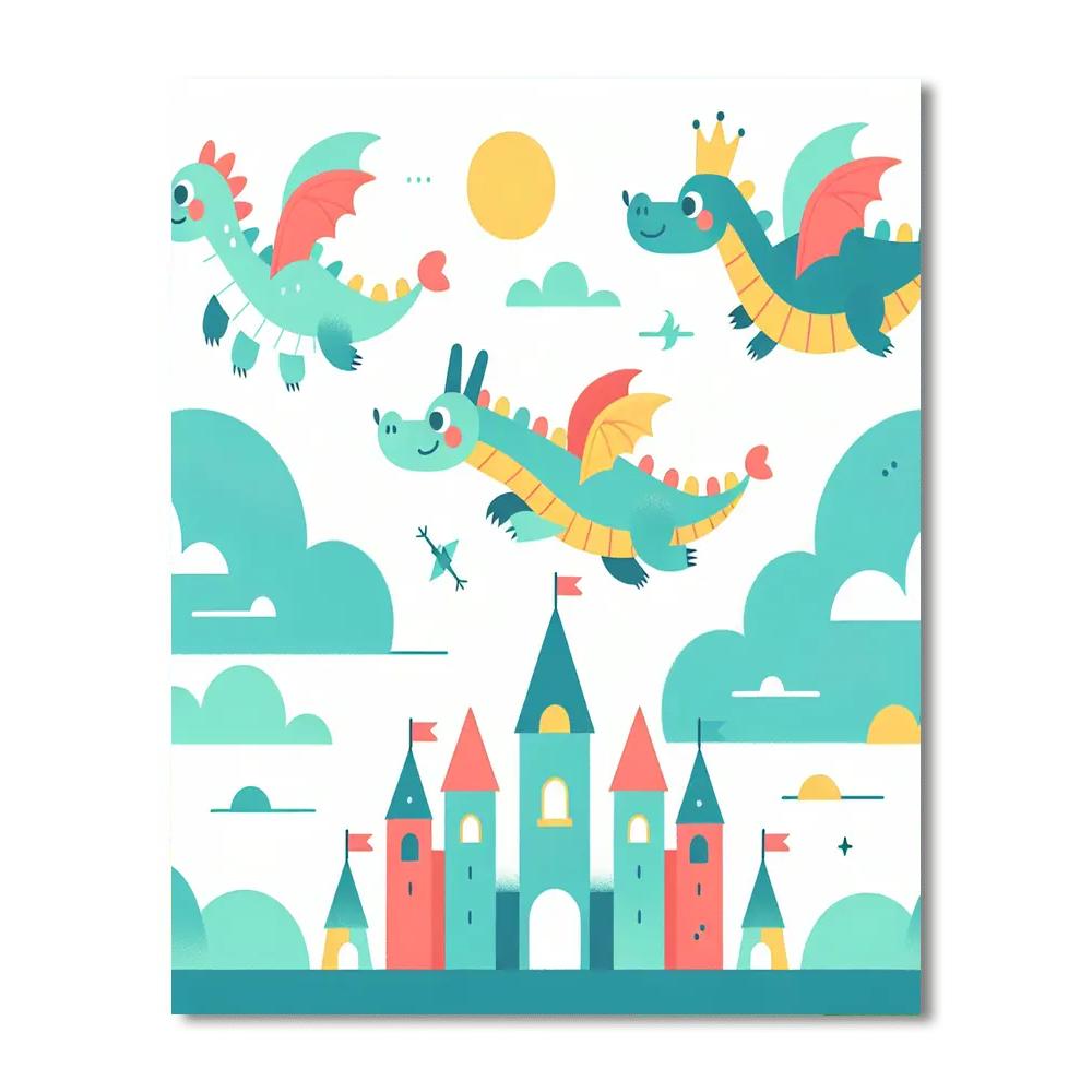 Whimsical Dragons Painting Number Kit