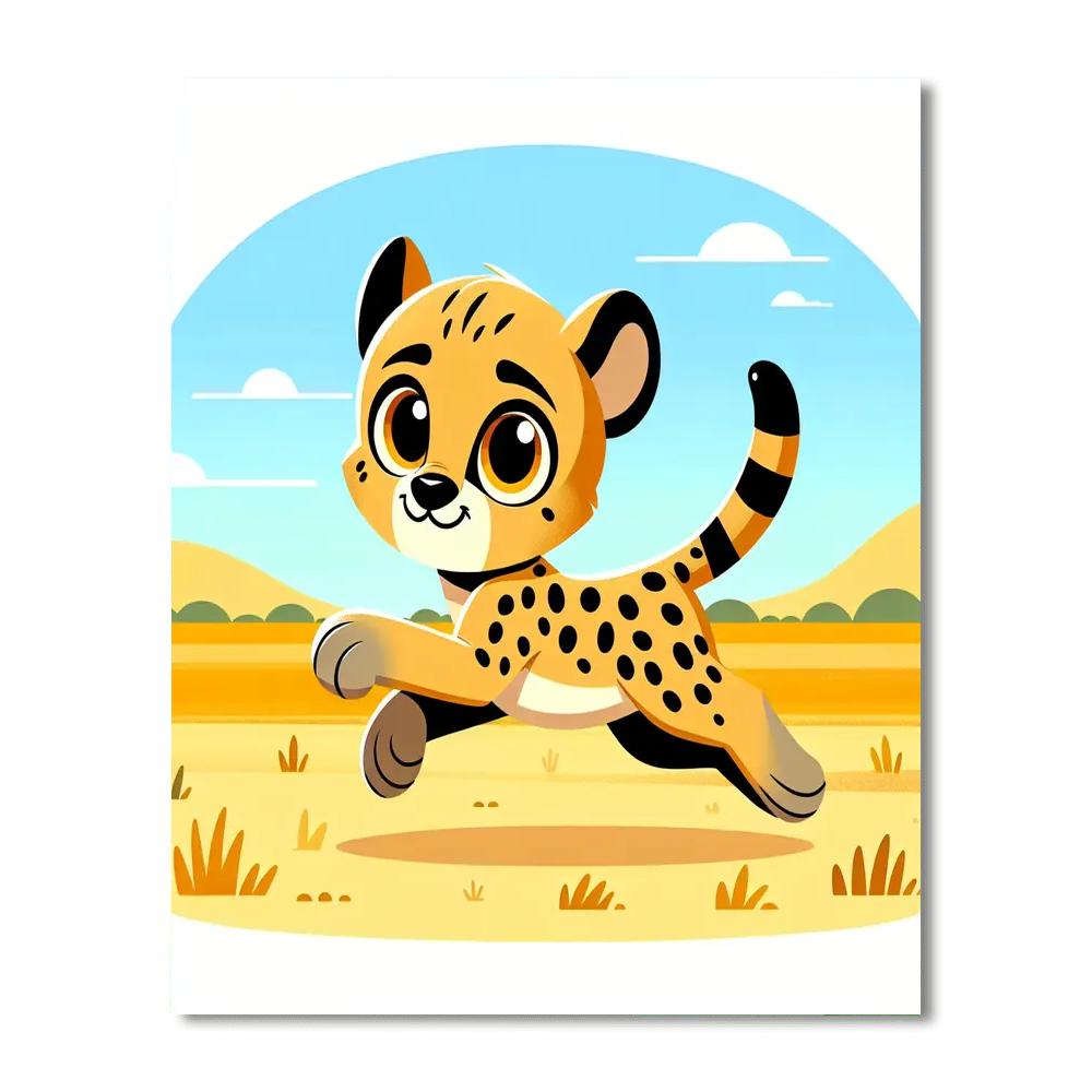Cheerful Cheetah Cub Paint By Numbers Art