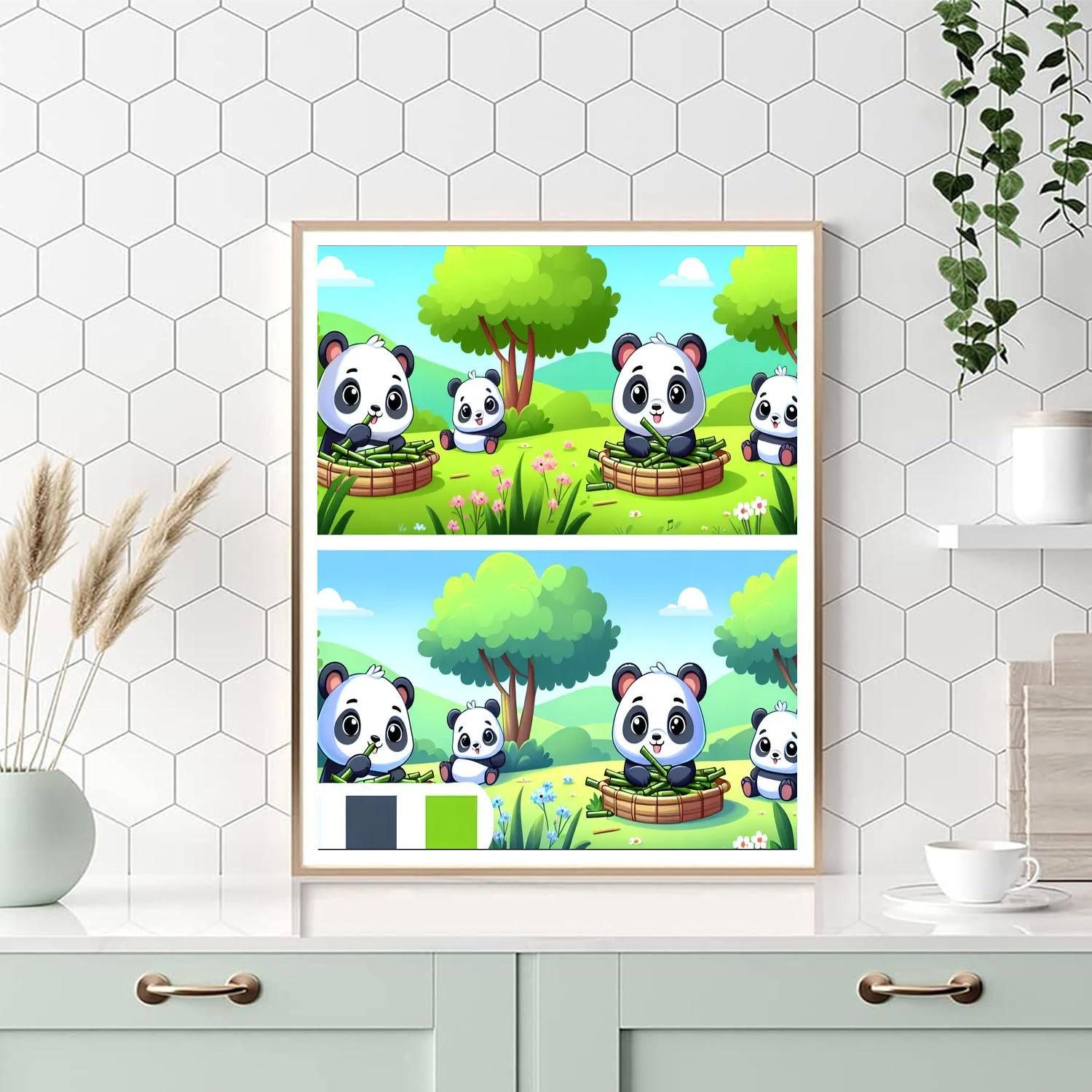 Peaceful Panda Meadow Number Painting