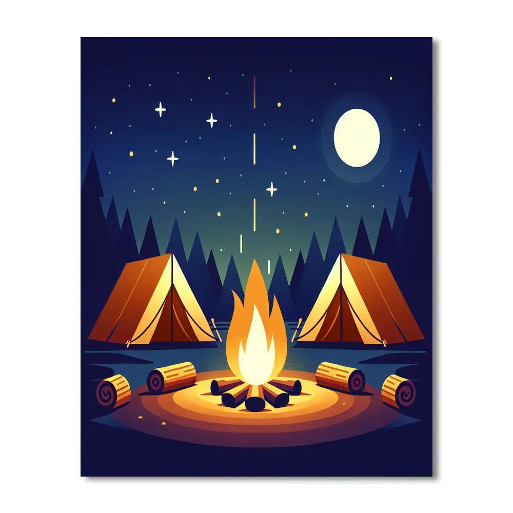 Starry Campfire Night Numbered Painting Kits