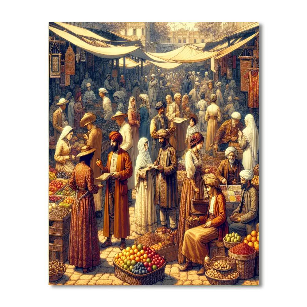 Old Town Market Scene Paint By Numbers Kits