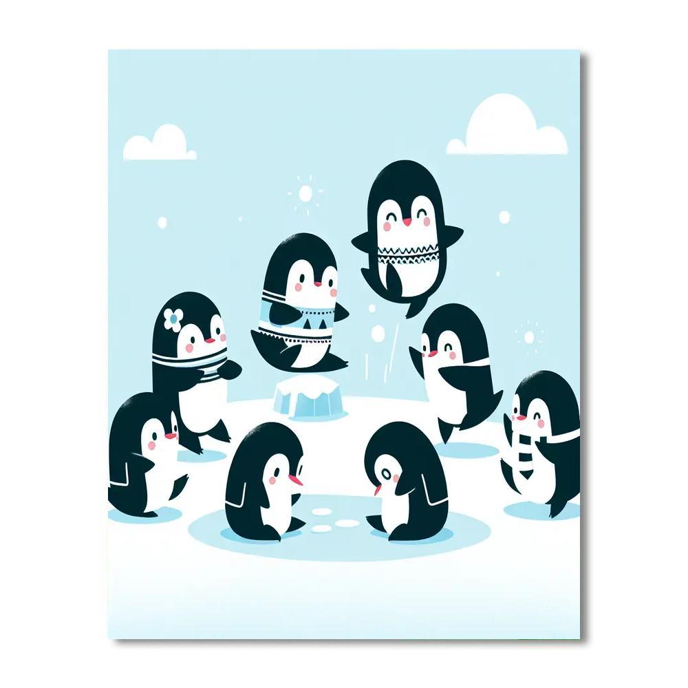 Peppy Penguin Dance Number Painting