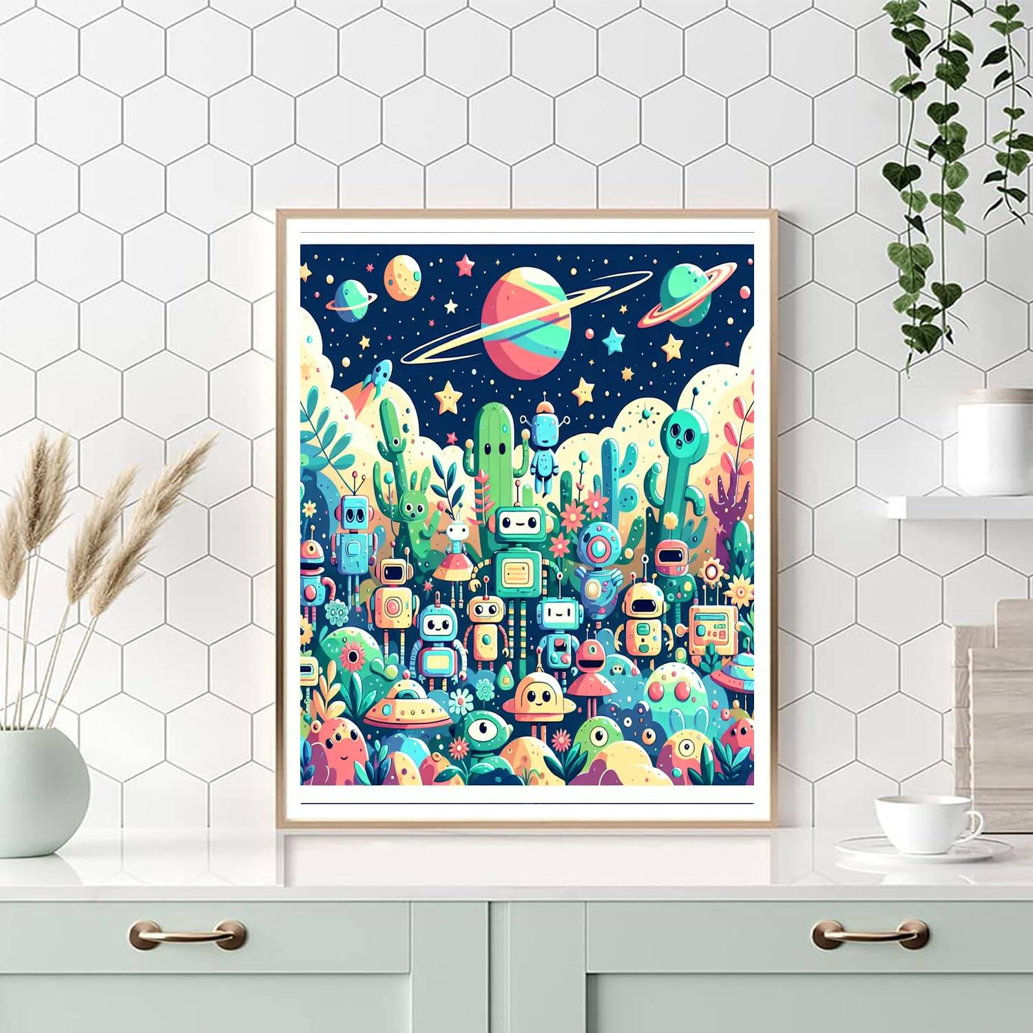 Joyful Robot Explorers Numbered Painting Kits