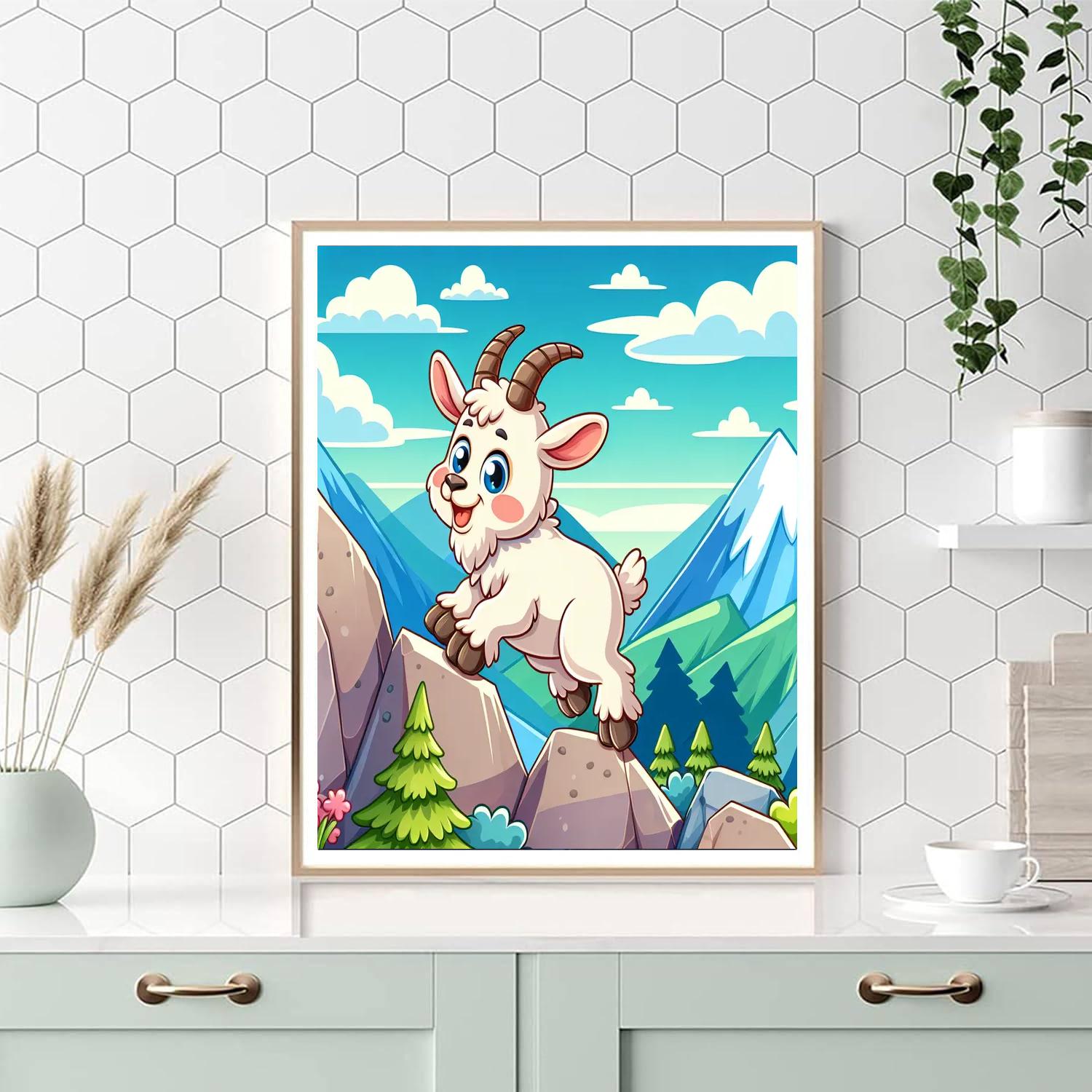 Happy Mountain Goat DIY Paint By Numbers