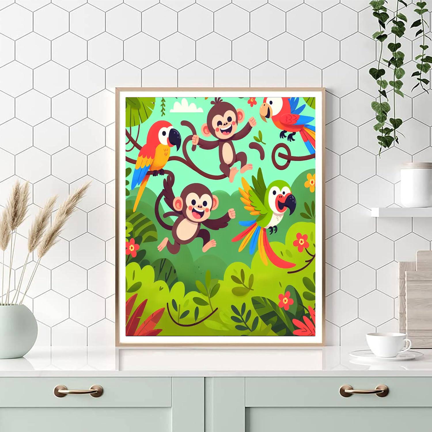 Jungle Jump-around Number Painting