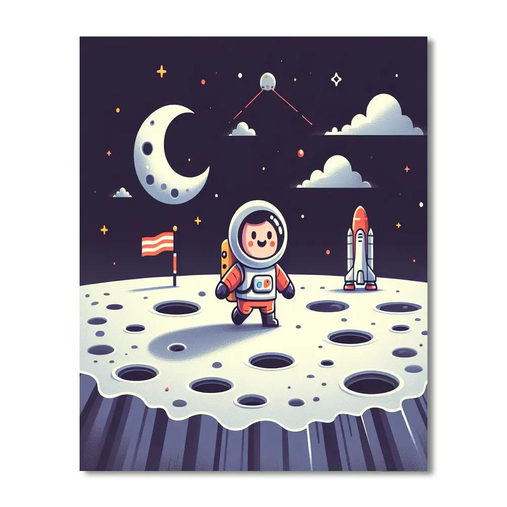 Little Astronaut's Moon Adventure Paint By Numbers Art