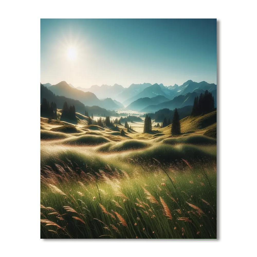 Tranquil Alpine Meadow Number Painting