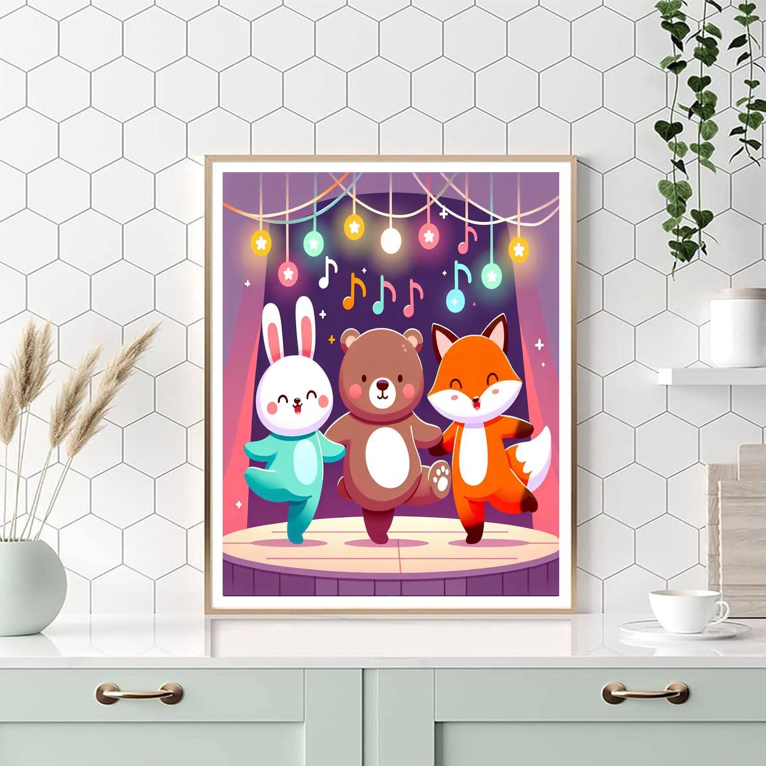 Joyful Animal Dance Off Paint By Numbers Art