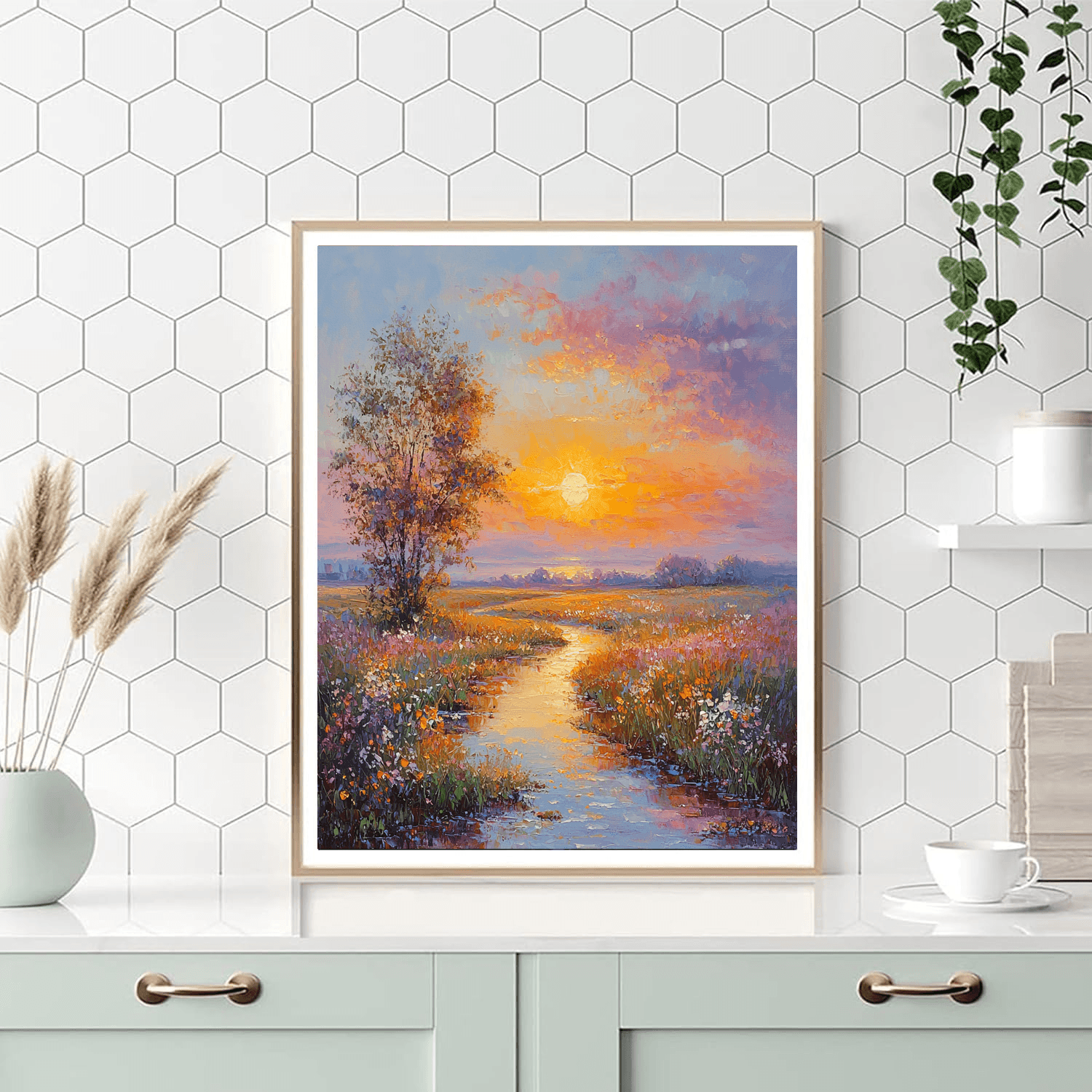 Turner Inspired Romantic Sunset Serenity - DIY Painting By Numbers Kit