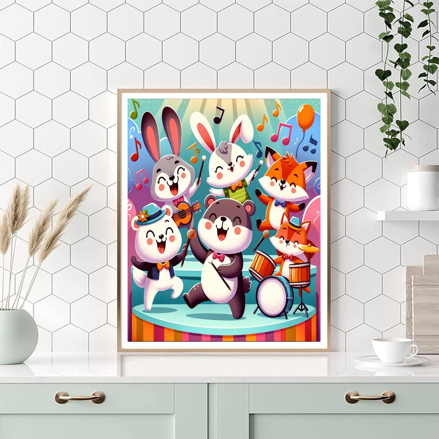 Cheerful Animal Band Numbered Painting Kits