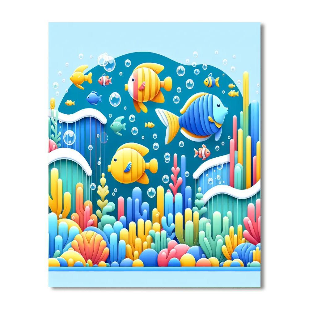 Bubbly Tropical Fish Paint By Numbers Art
