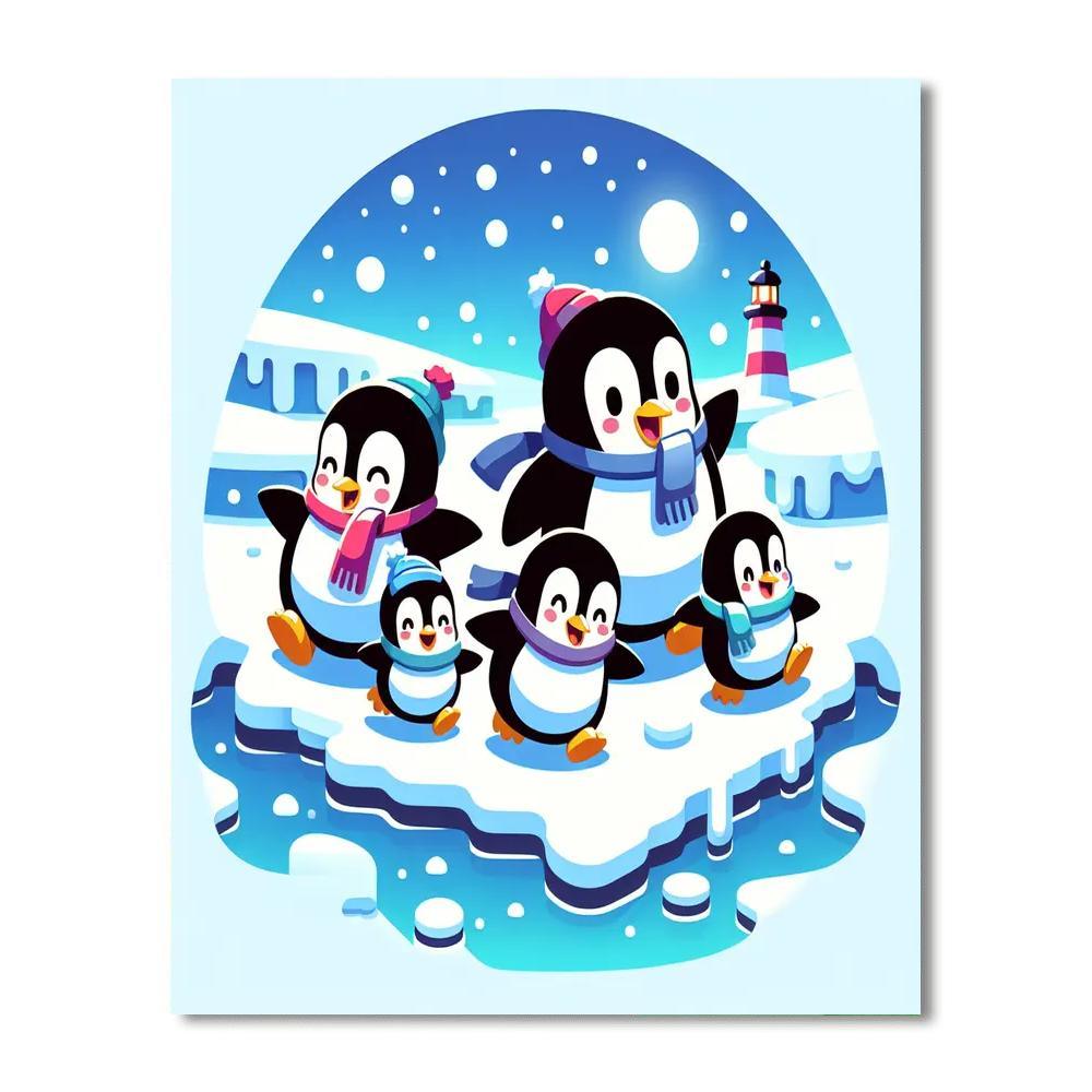 Joyful Penguin Family DIY Paint By Numbers