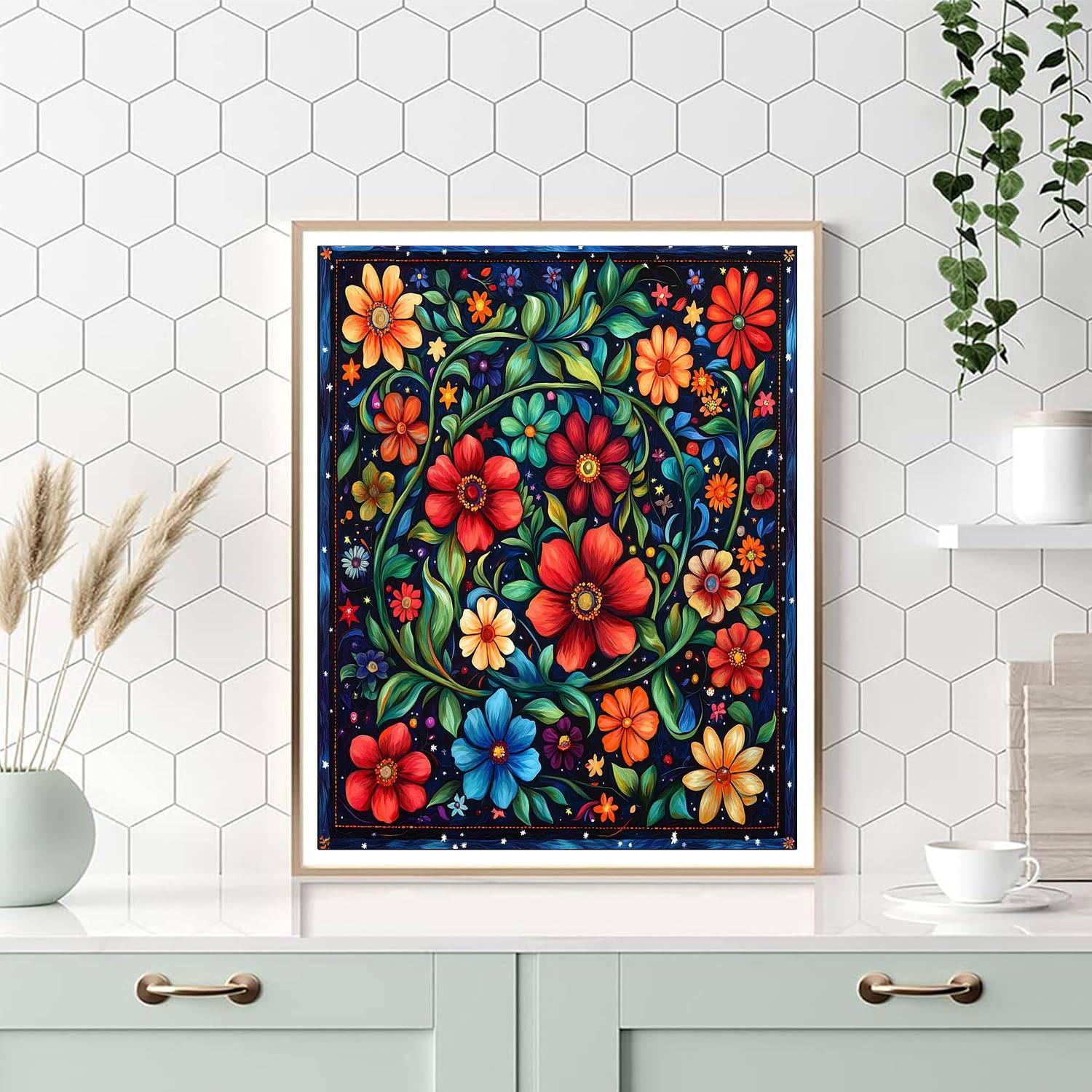 Frida Kahlo Inspired Harmony Of Flora And Cosmos  Numbered Painting Kits