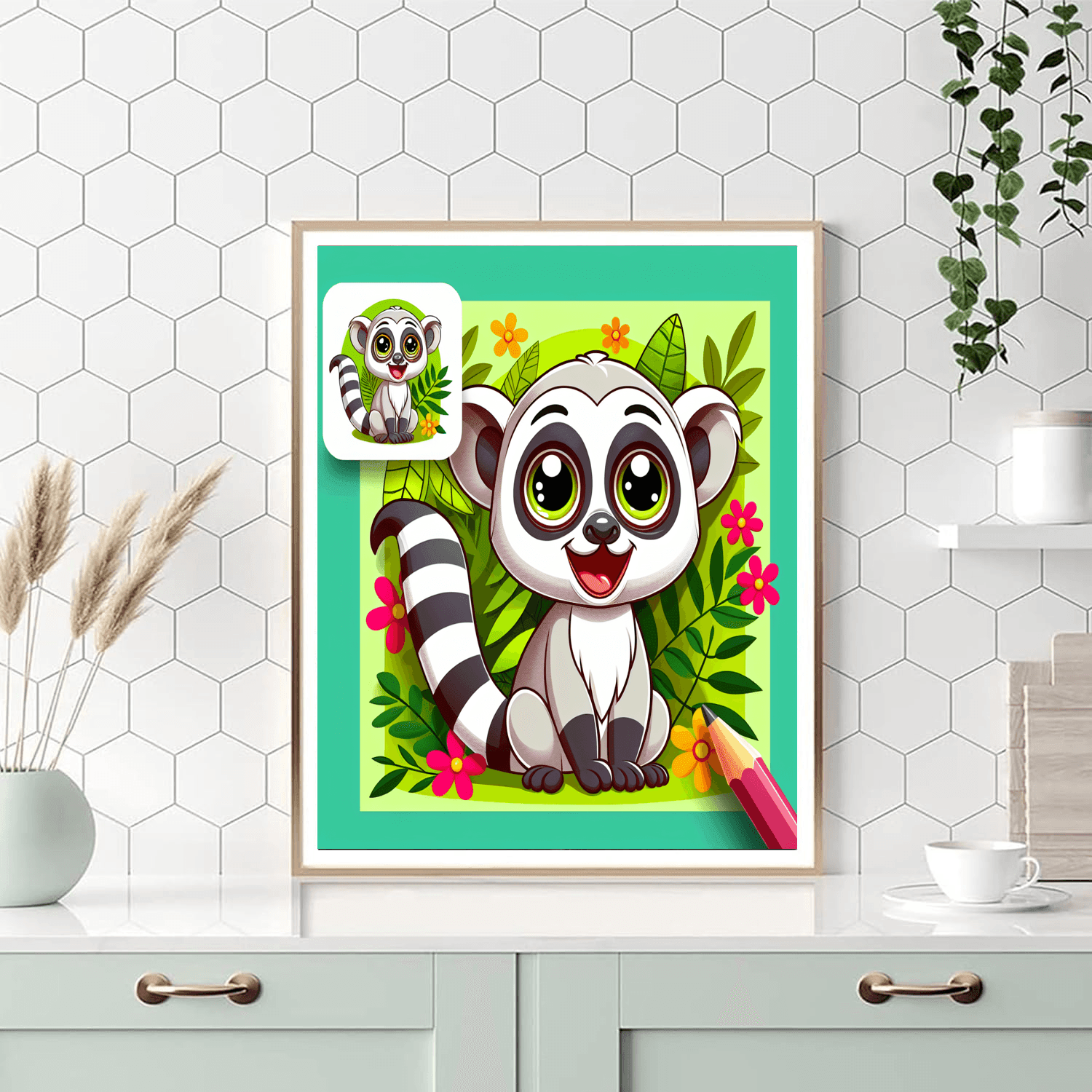 Playful Lemur Number Painting