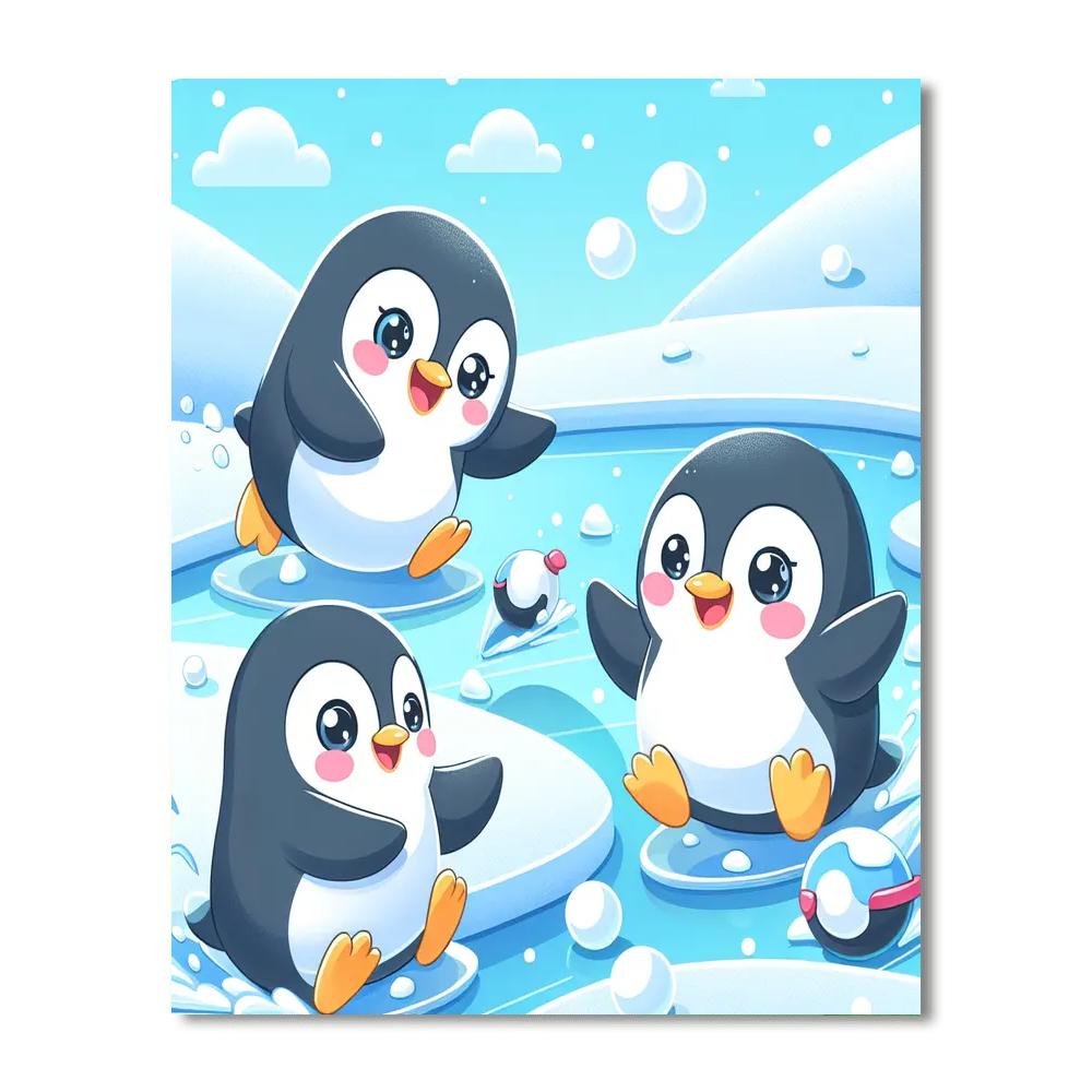 Playful Penguin Adventures Painting Number Kit