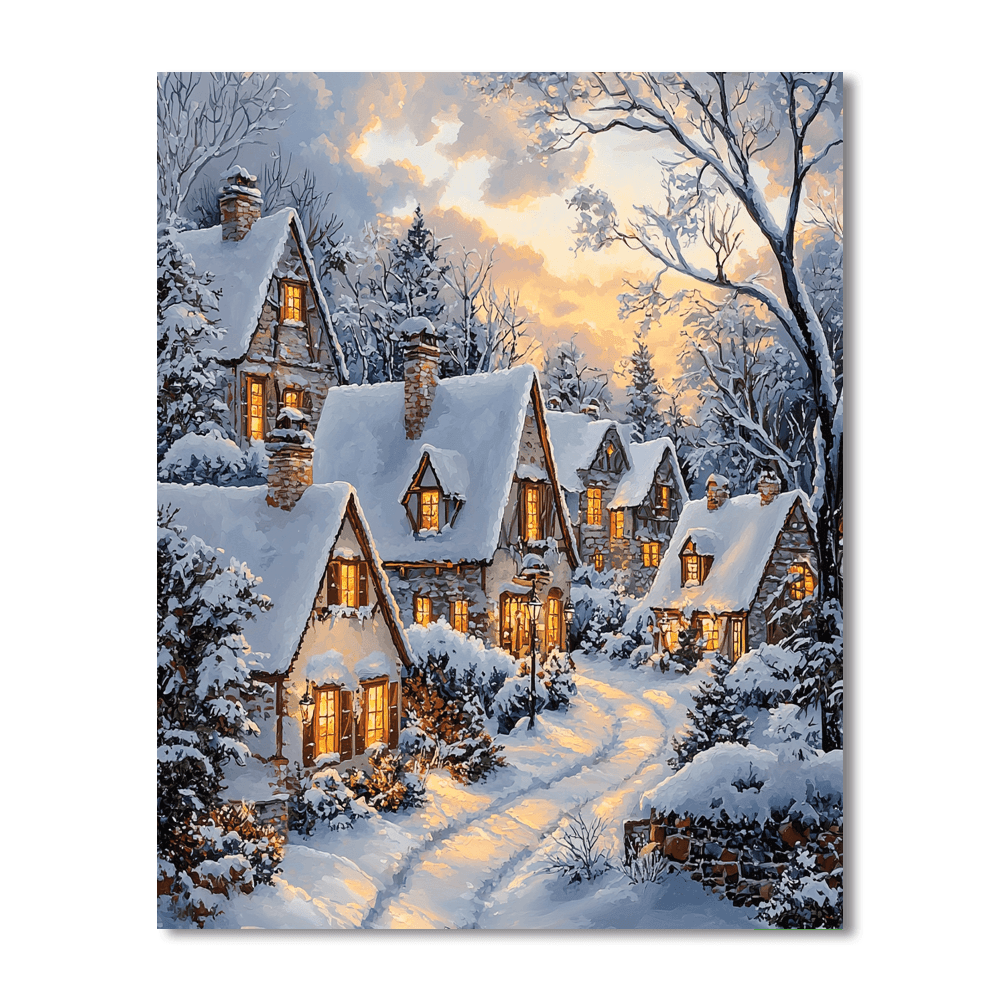 Thomas Kinkade Inspired Illuminated Winter Wonderland  Painting By Numbers Kit