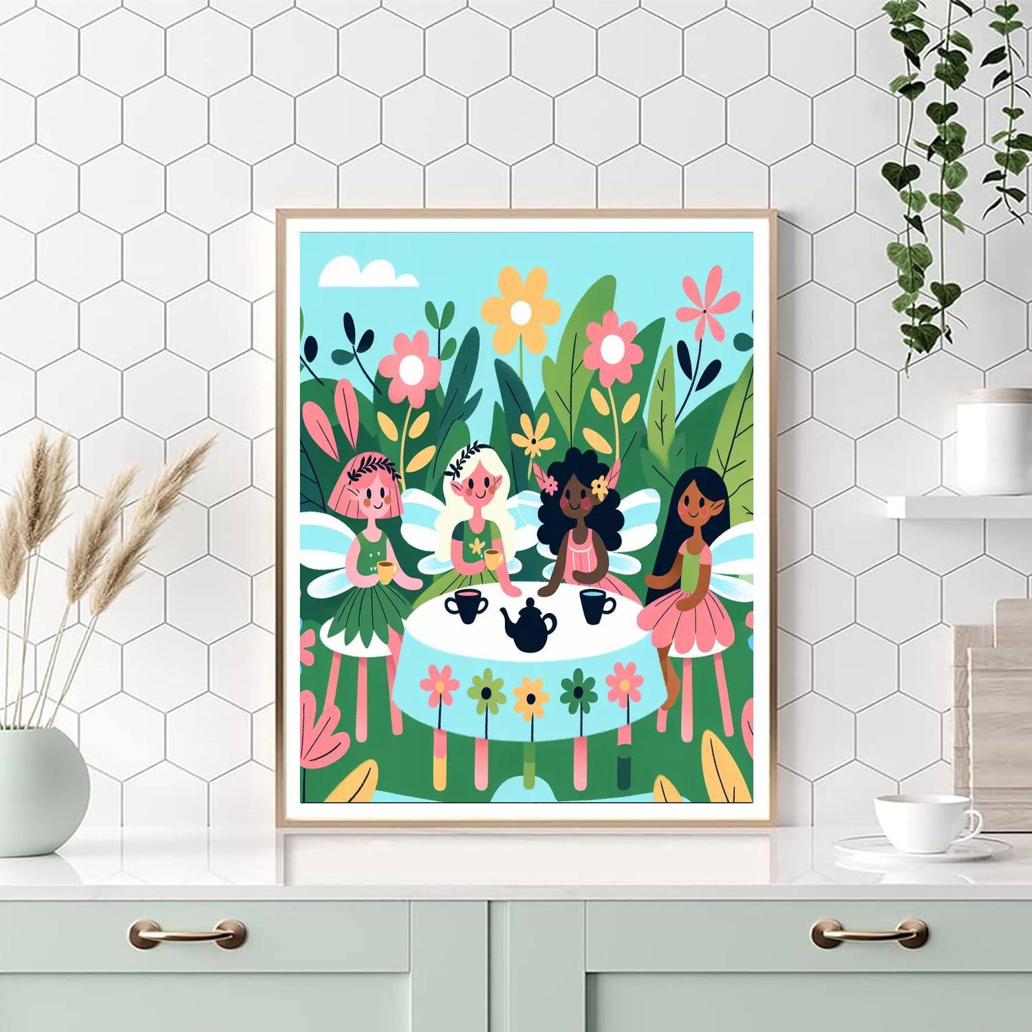 Fairy Garden Tea Party DIY Paint By Numbers