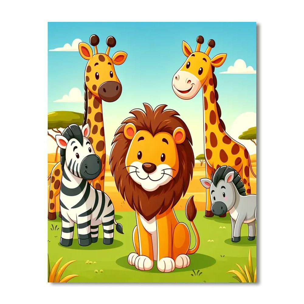 Friendly Animal Kingdom Numbered Painting Kits