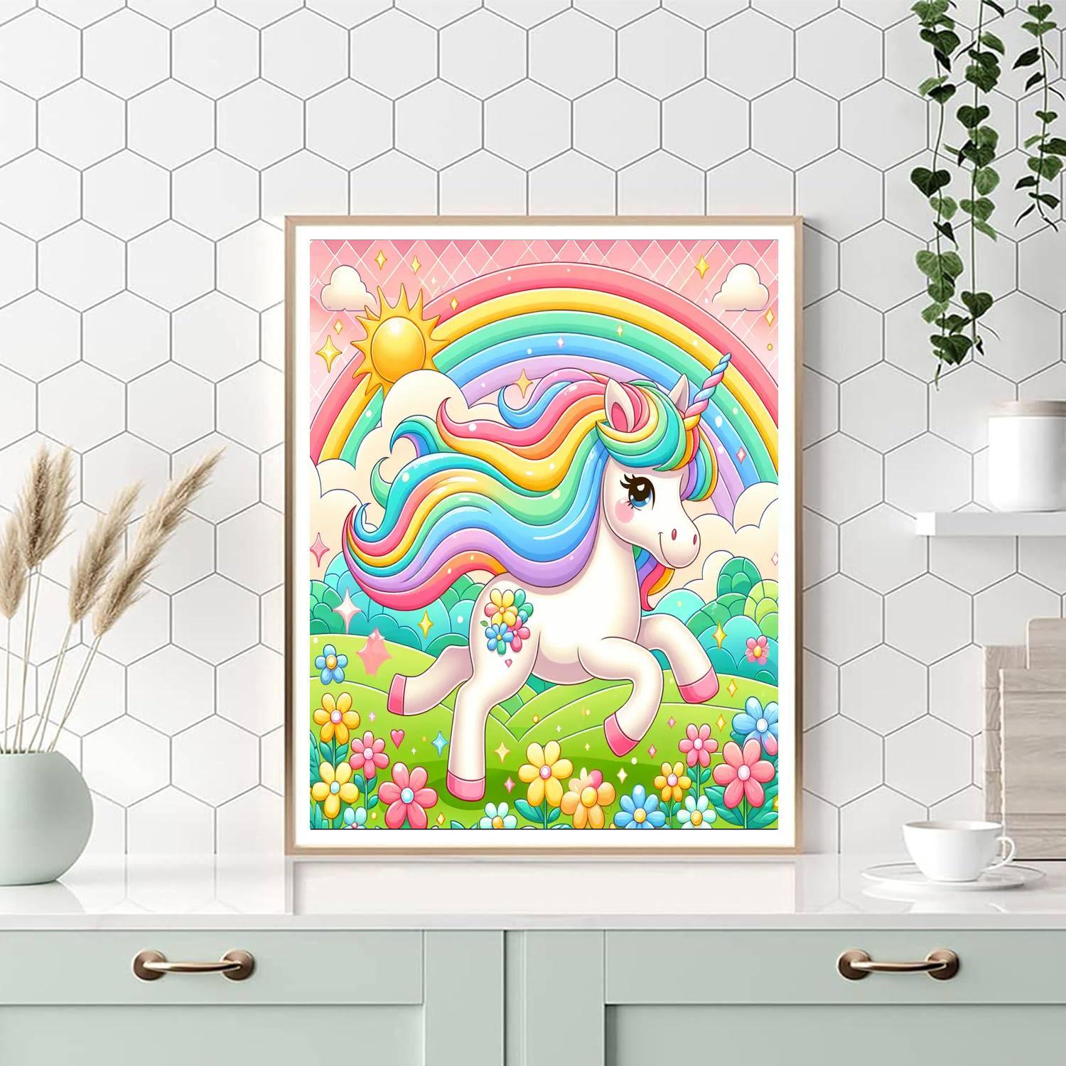 Charming Rainbow Unicorn Paint By Numbers Art
