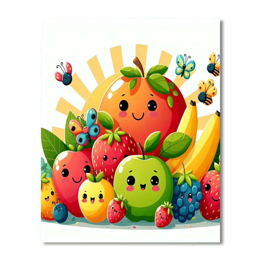 Colorful Fruit Fiesta Number Painting