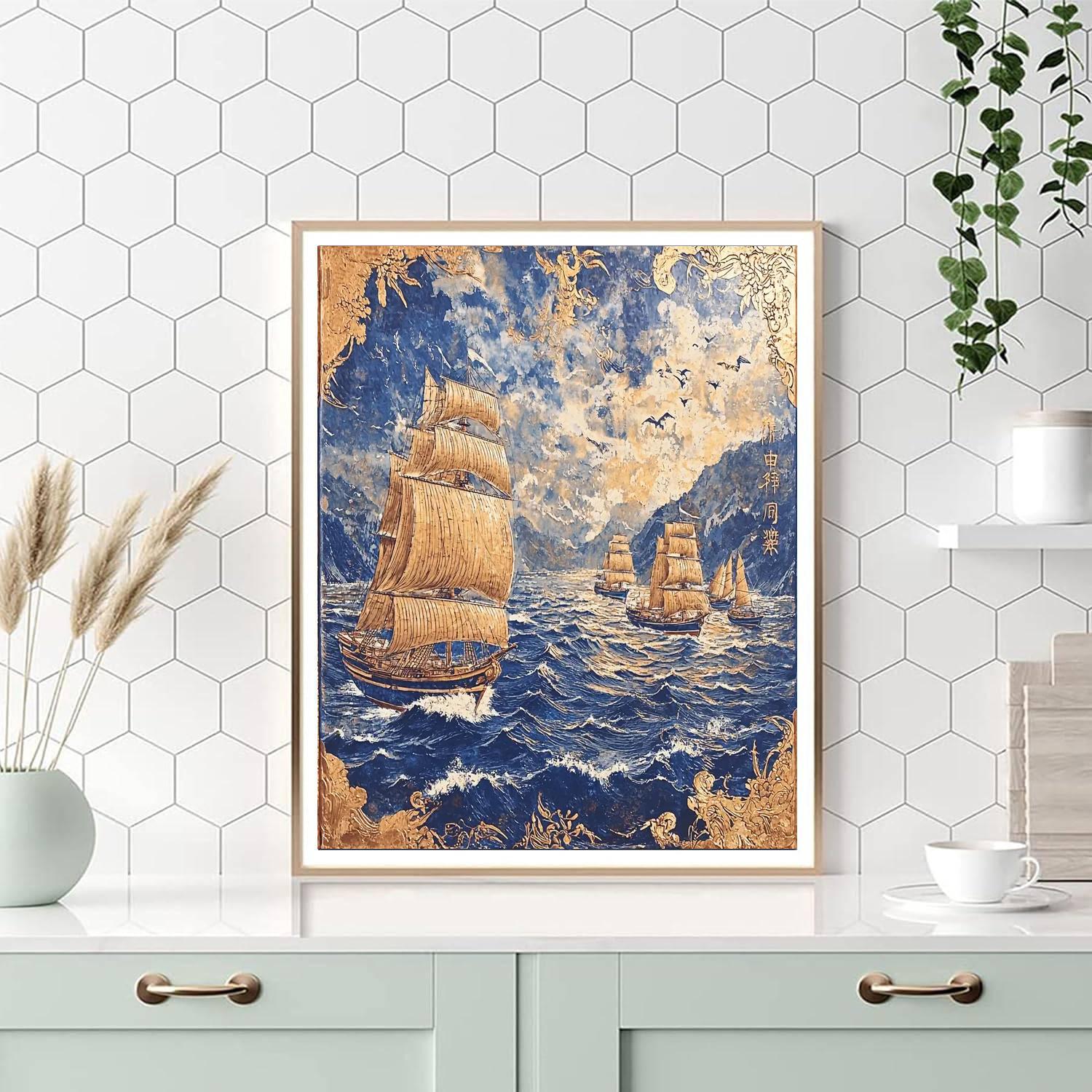 Katsushika Hokusai Inspired Ancient Maritime Tales  Number Painting