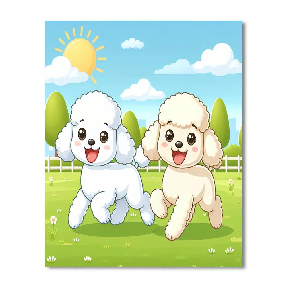 Prancing Poodles Paint By Numbers Art