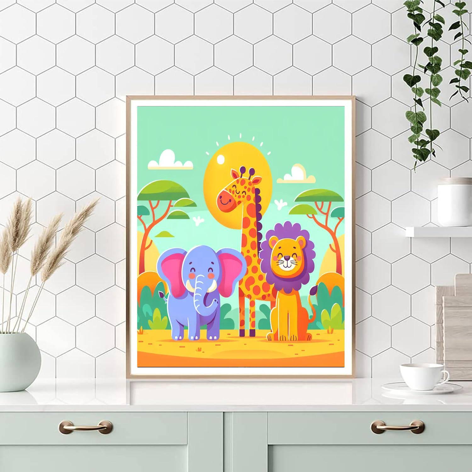 Exploring Safari Animals Paint By Numbers Art