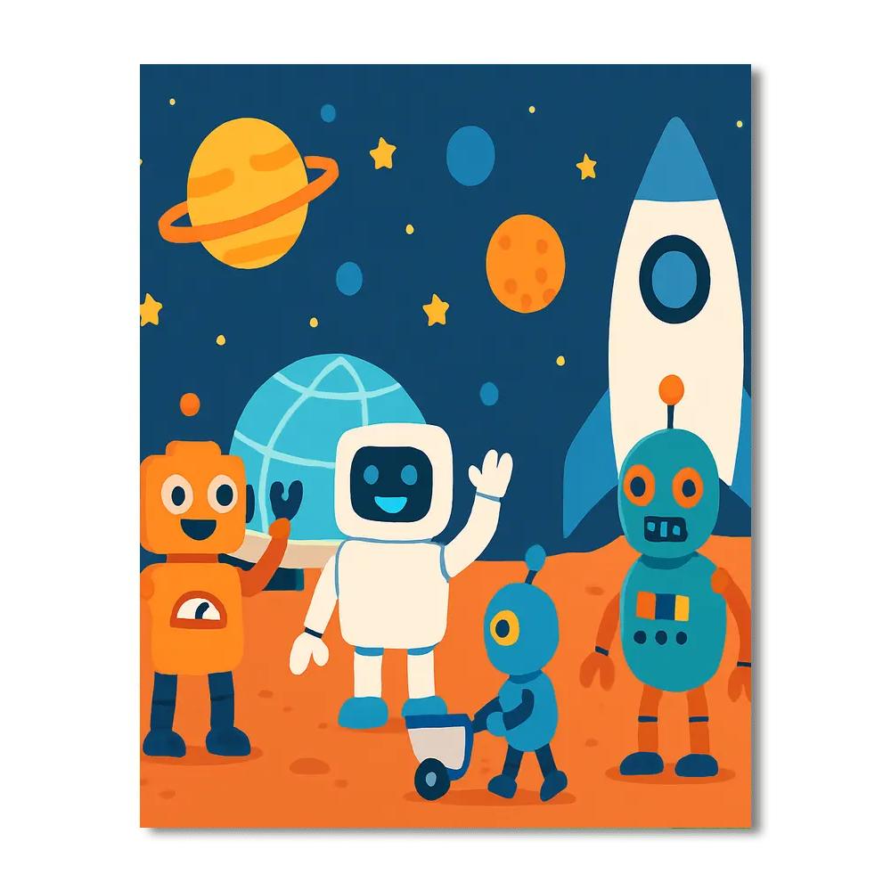 Robot Space Colony Paint By Numbers