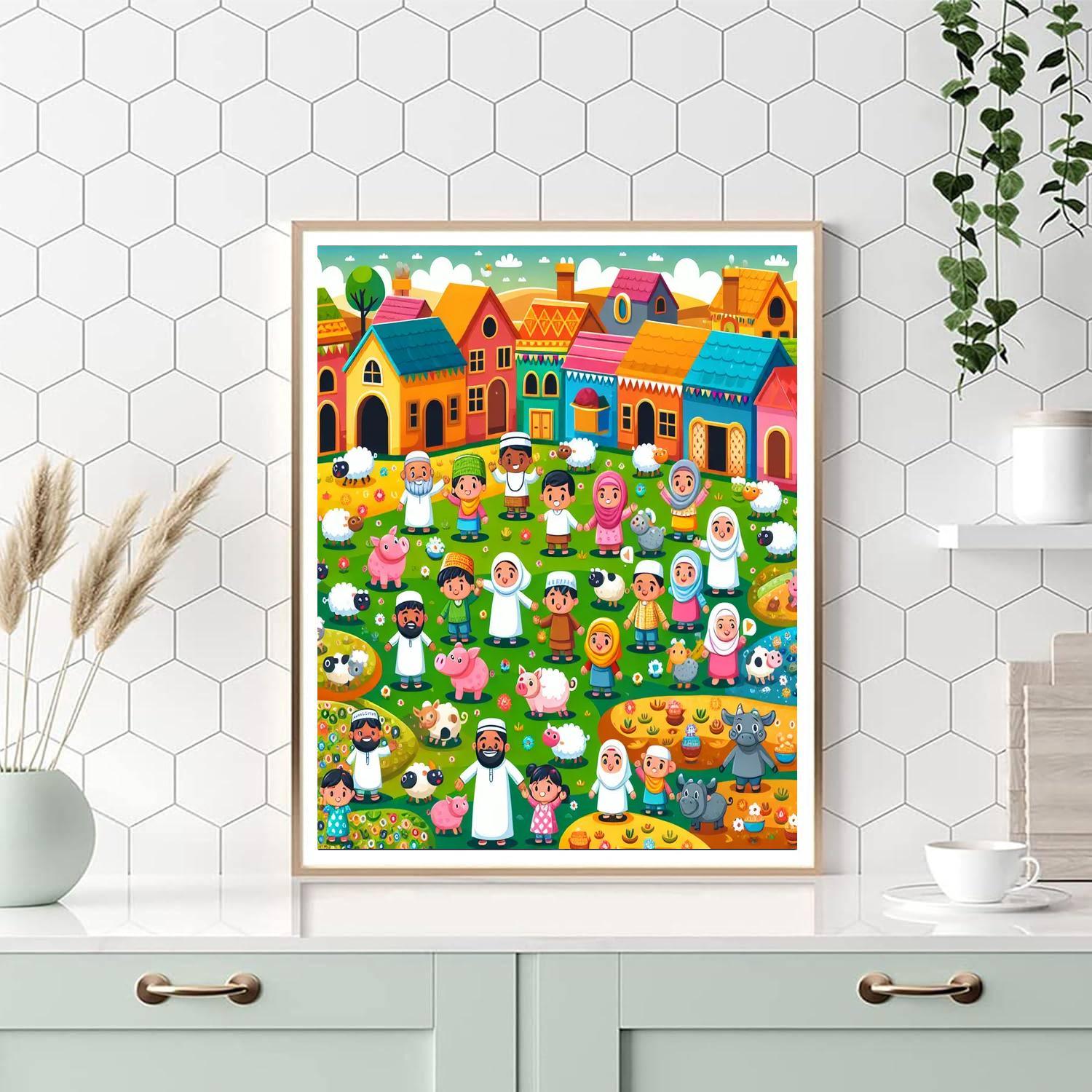 Vibrant Village Life Numbered Painting Kits