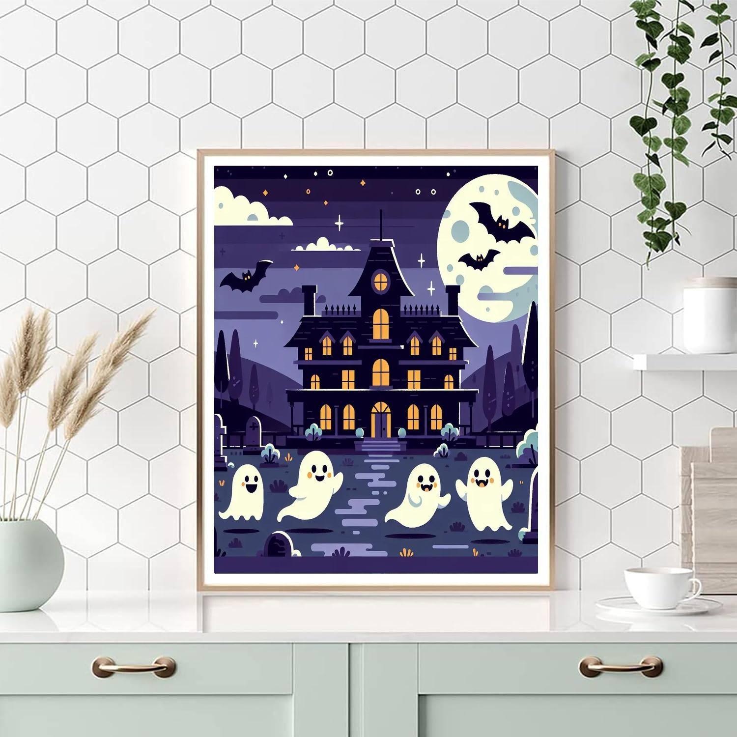 Halloween Haunted Mansion Painting Number Kit