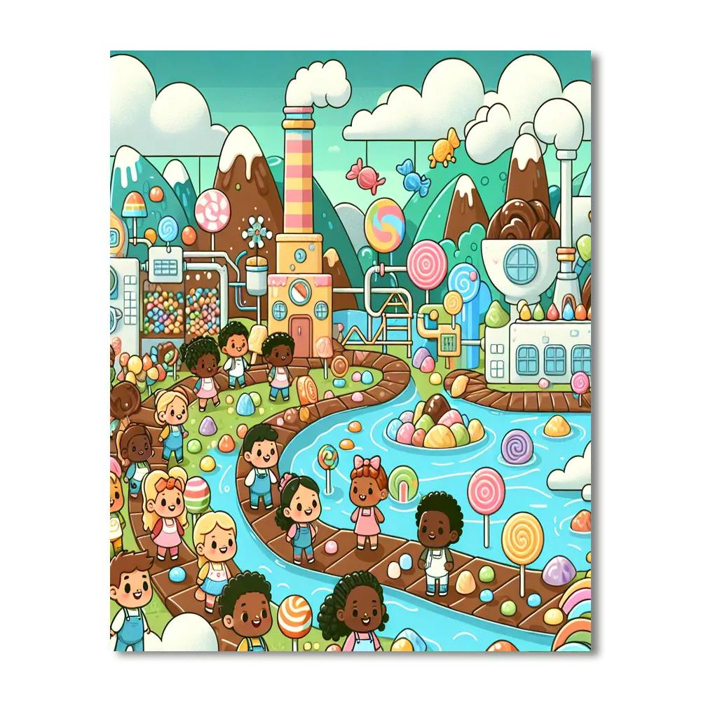 Charming Chocolate Factory Fun Paint By Numbers Art