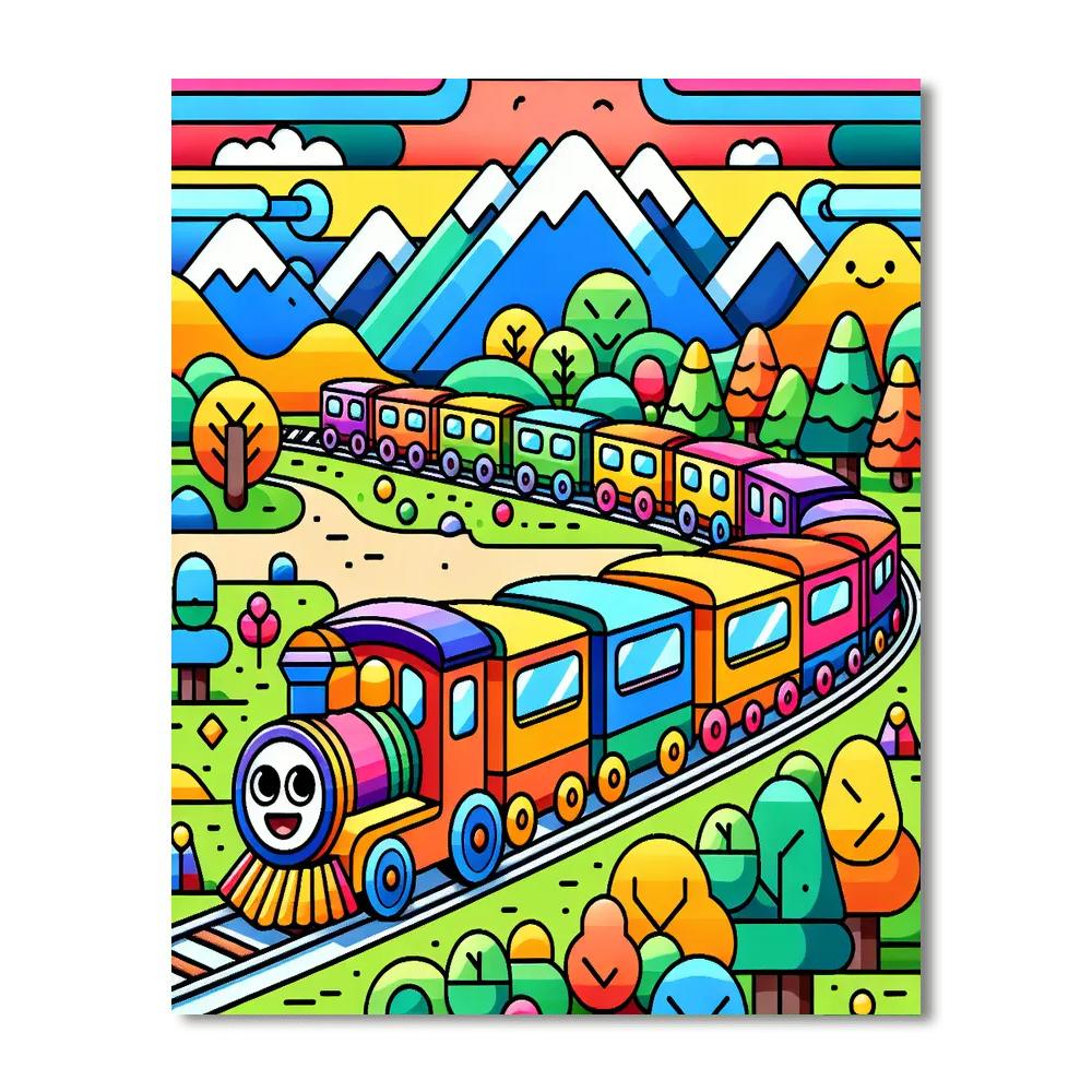 Joyful Train Journey Numbered Painting Kits
