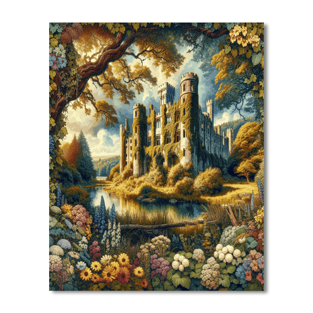 Historical Castle Ruins Painting Number Kit