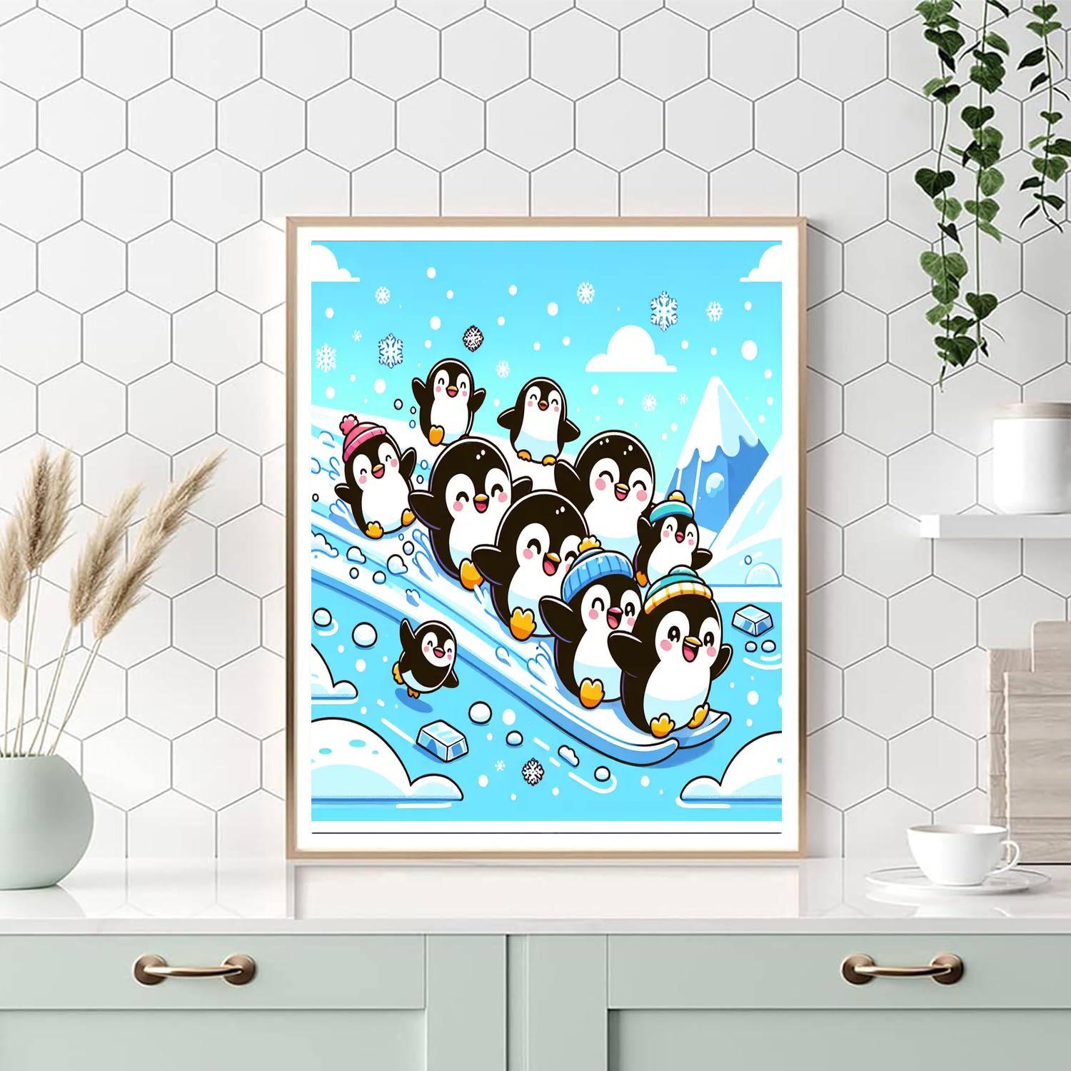 Happy Playful Penguins Paint By Number