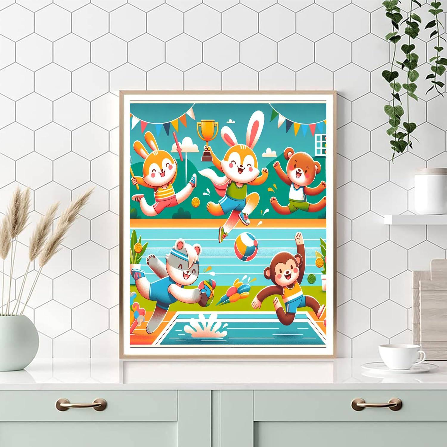 Adventurous Animal Olympics Number Painting