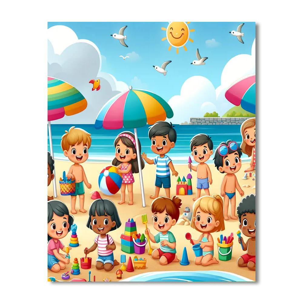 Sandy Beach Adventure Paint By Numbers Art
