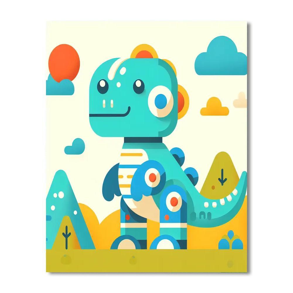 Cool Robot Dino Paint By Color