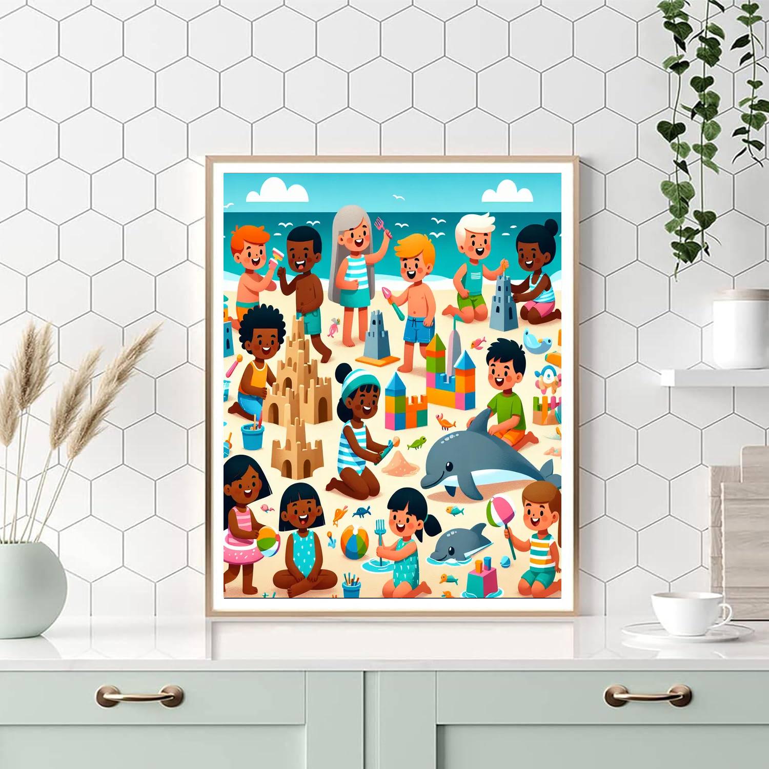 Sunny Beach Playtime Paint By Numbers Art