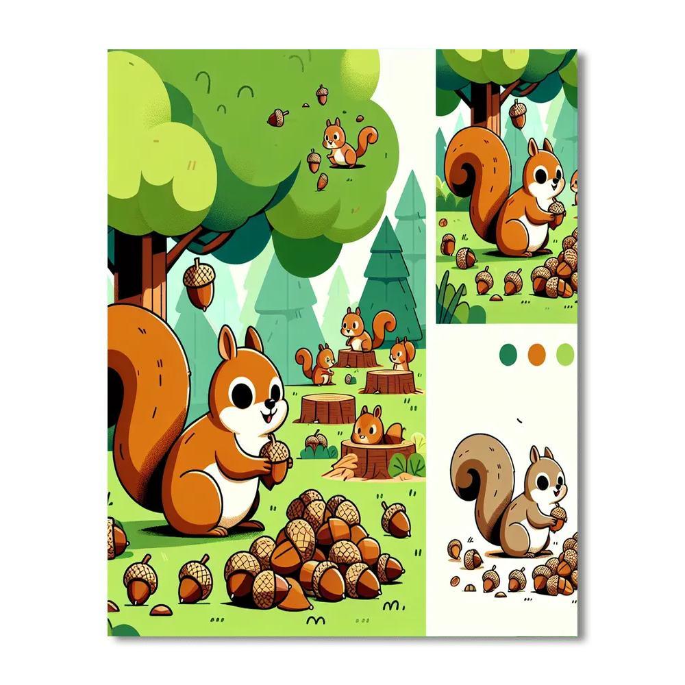 Spirited Squirrels Paint By Numbers Art