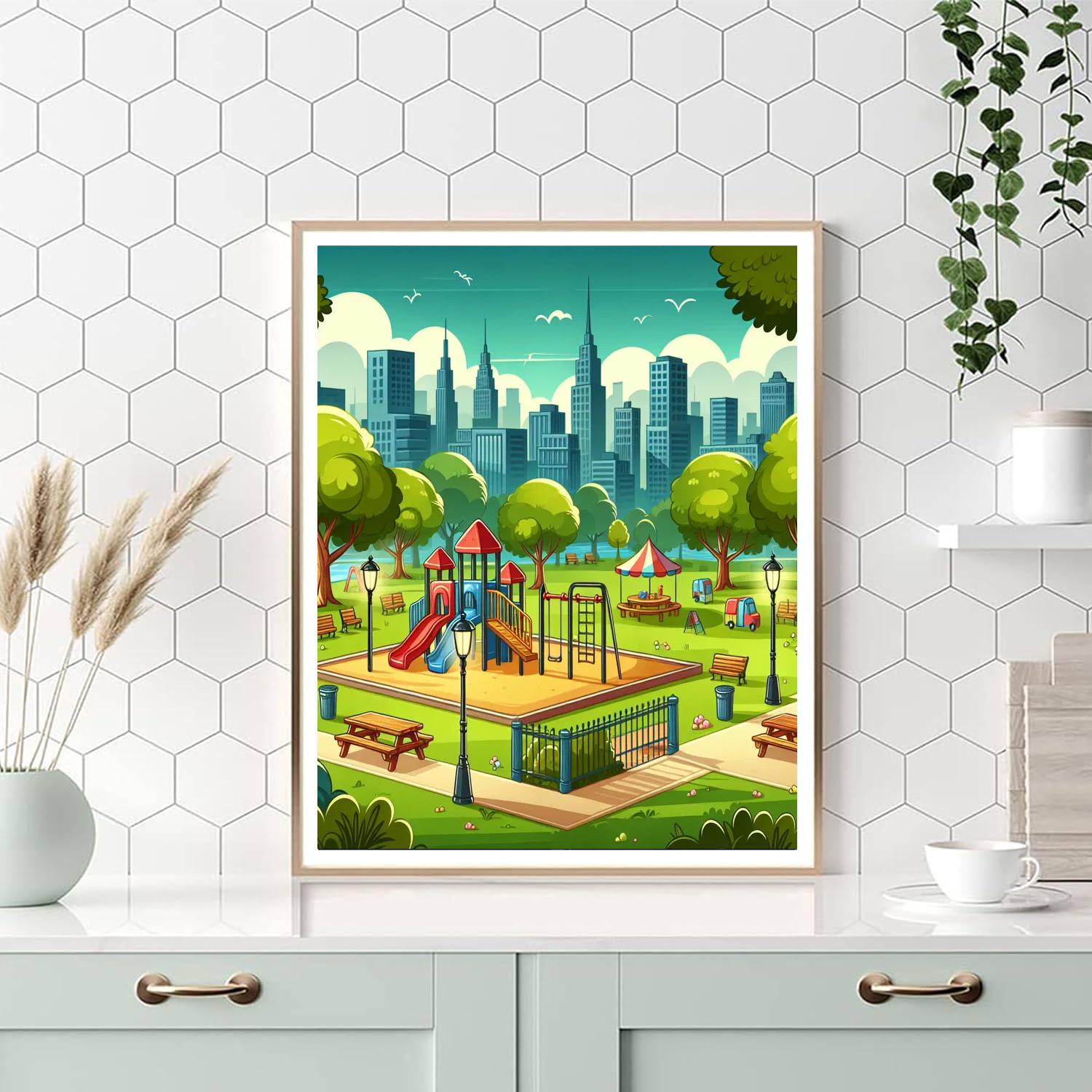 Vibrant City Park Playtime Numbered Painting Kits