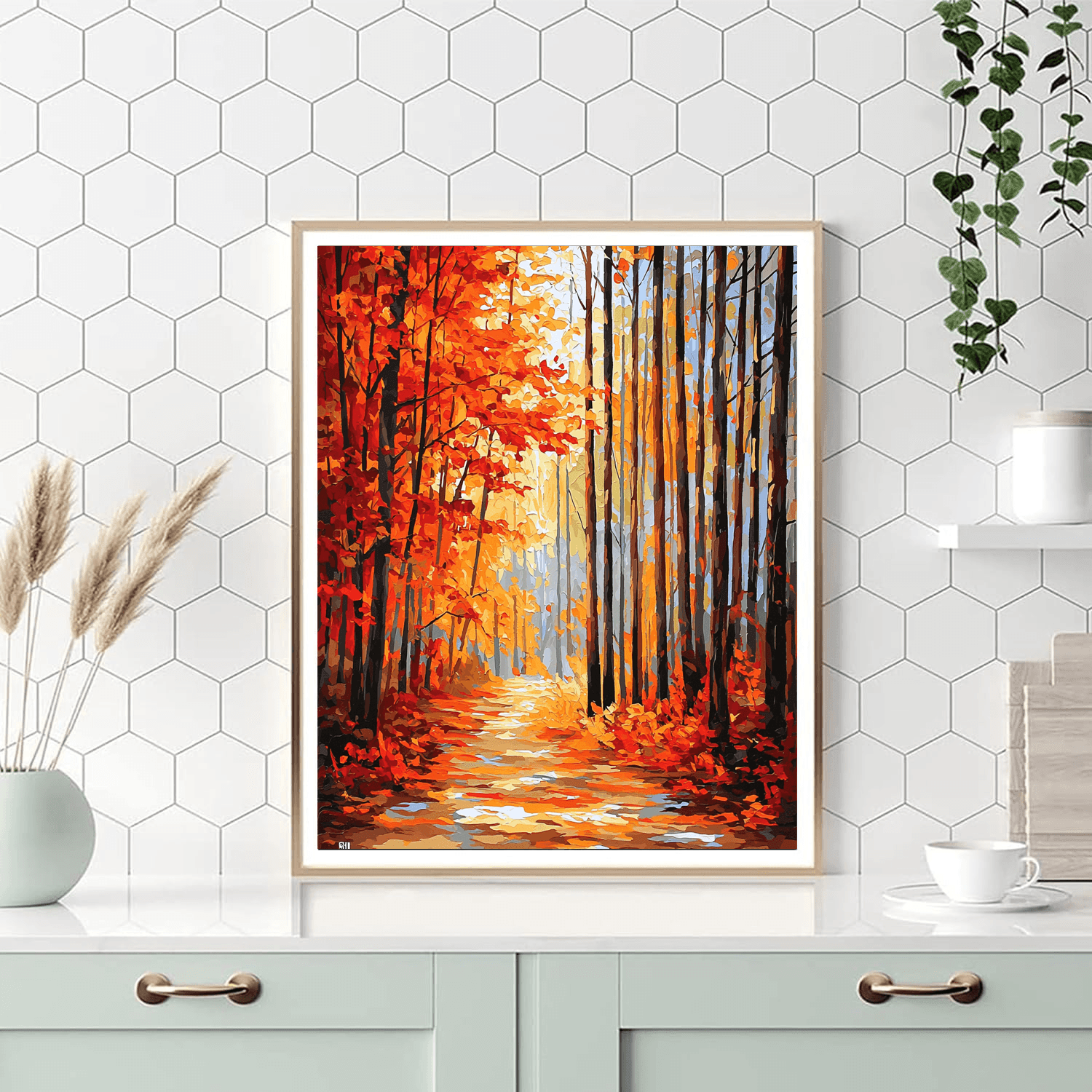 Jackson Pollock Inspired Pollock's Autumn Forest Dance  Paint By Numbers Art