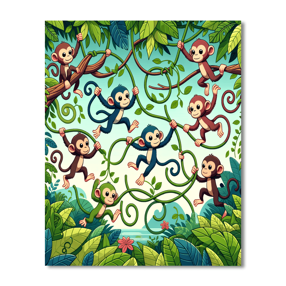 Jungle Monkey Mischief DIY Paint By Numbers