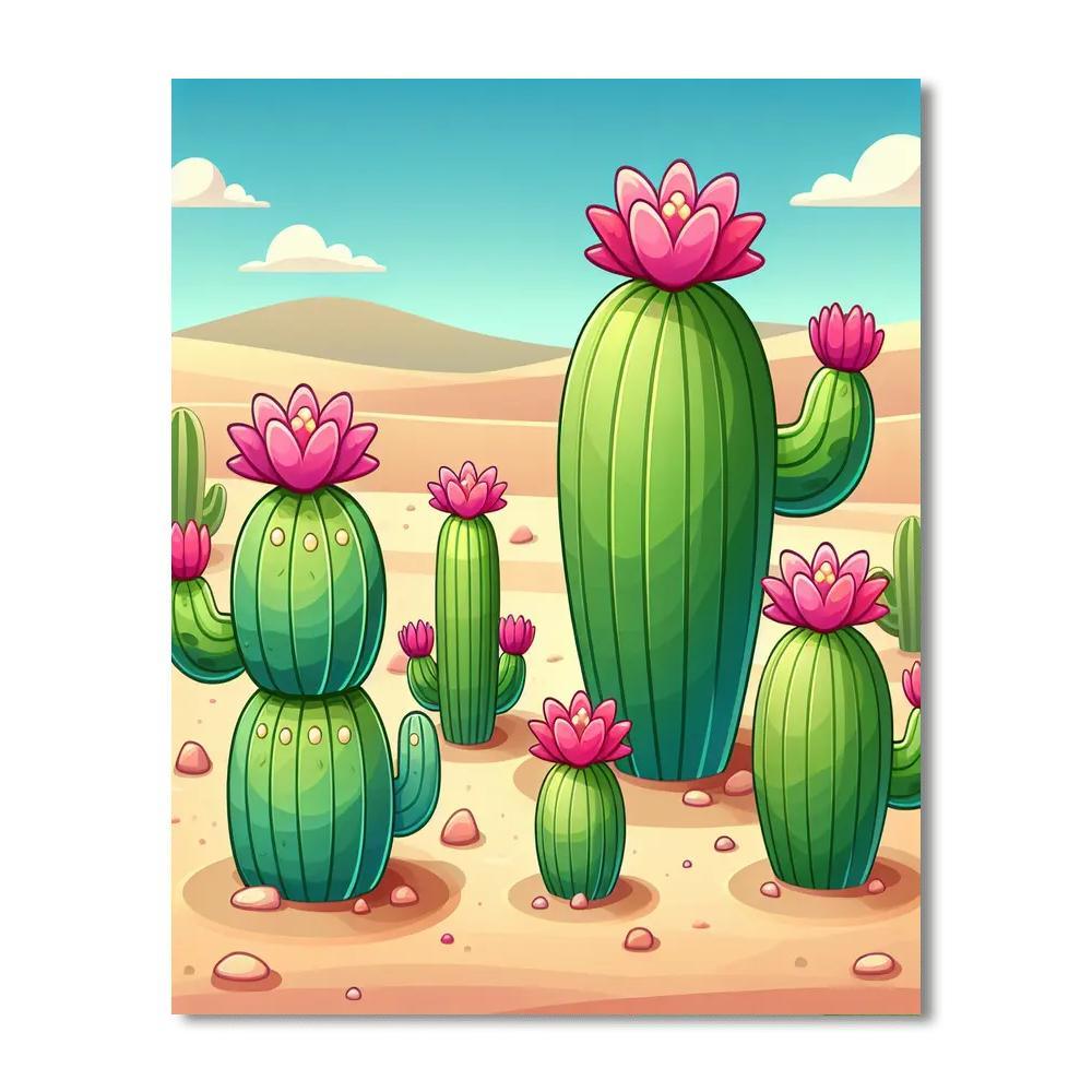 Charming Cactus Family Paint By Numbers Kits