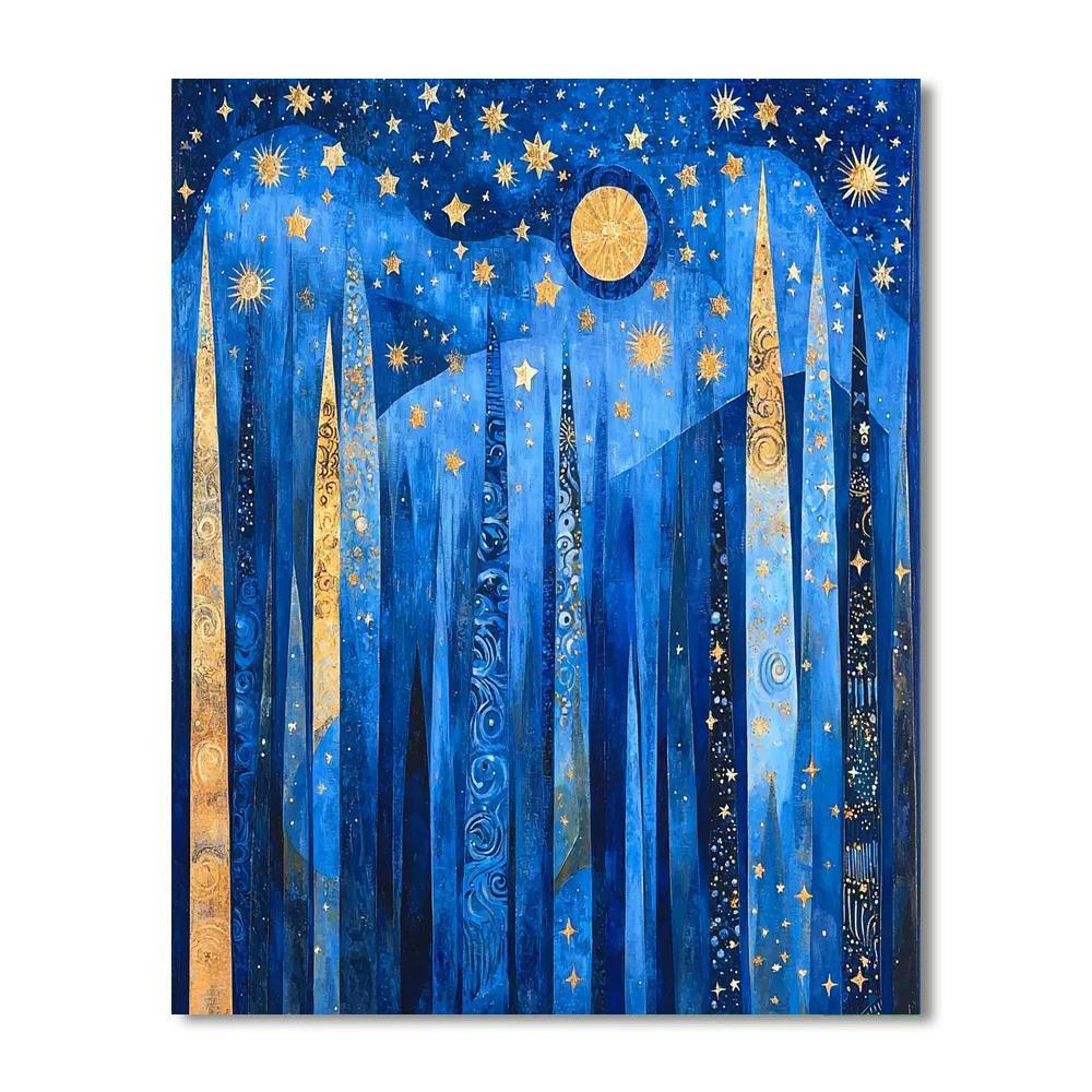 Gustav Klimt Inspired Starlit Patterns  Paint By Numbers Art