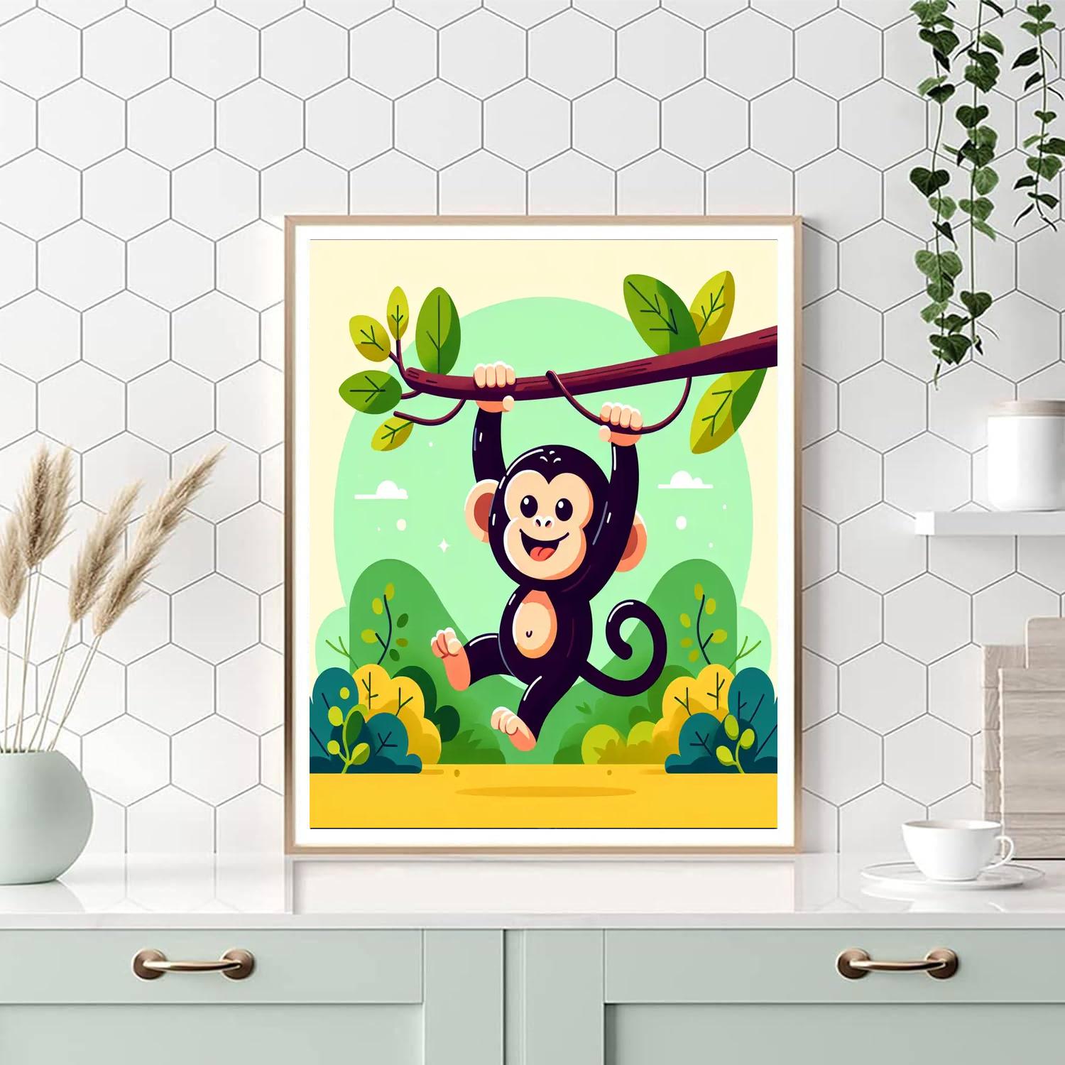 Cheery Chimpanzee In Jungle Painting Number Kit