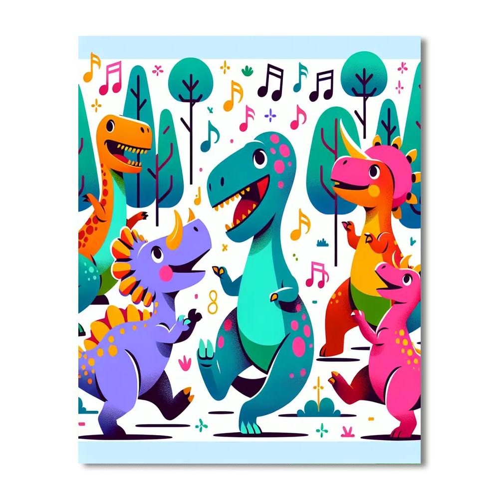Joyful Dino Dance Party Painting By Numbers Kit