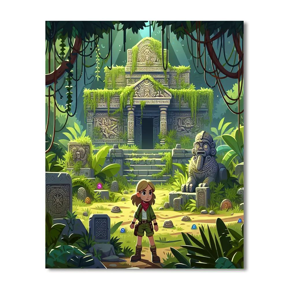 Secret Jungle Temple Painting Number Kit