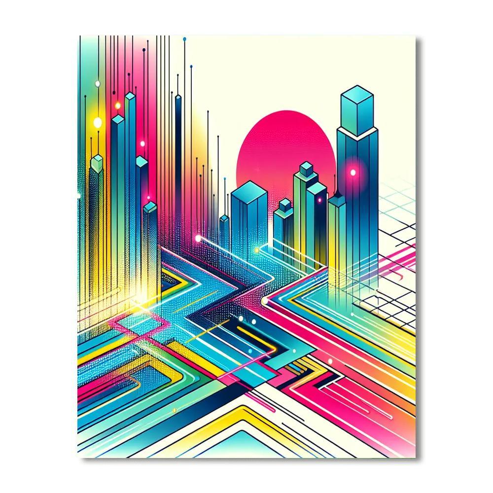 Retro Futurism Dreamscape Number Painting